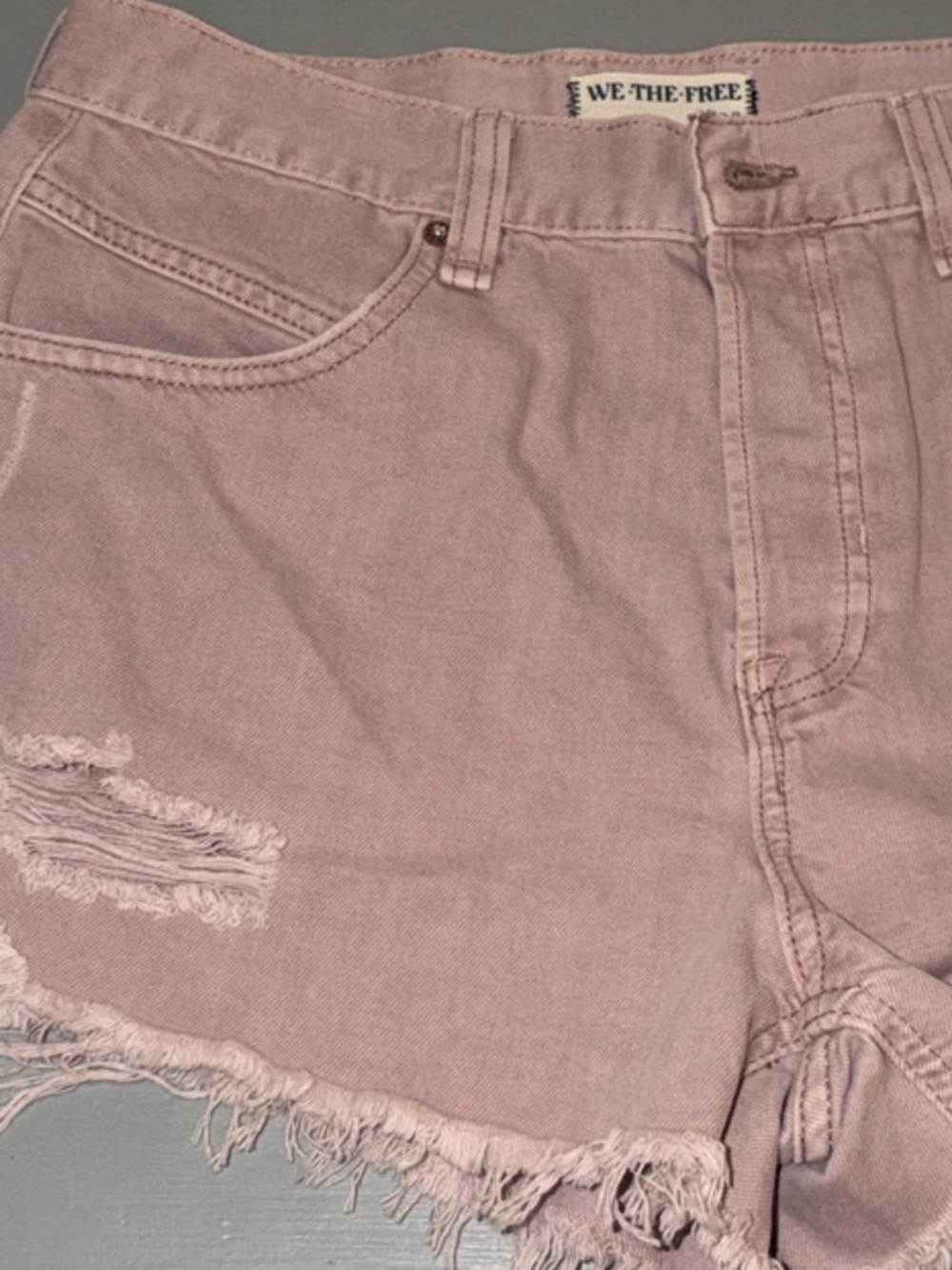 Women’s Frayed High-Waist Pink Denim Shorts